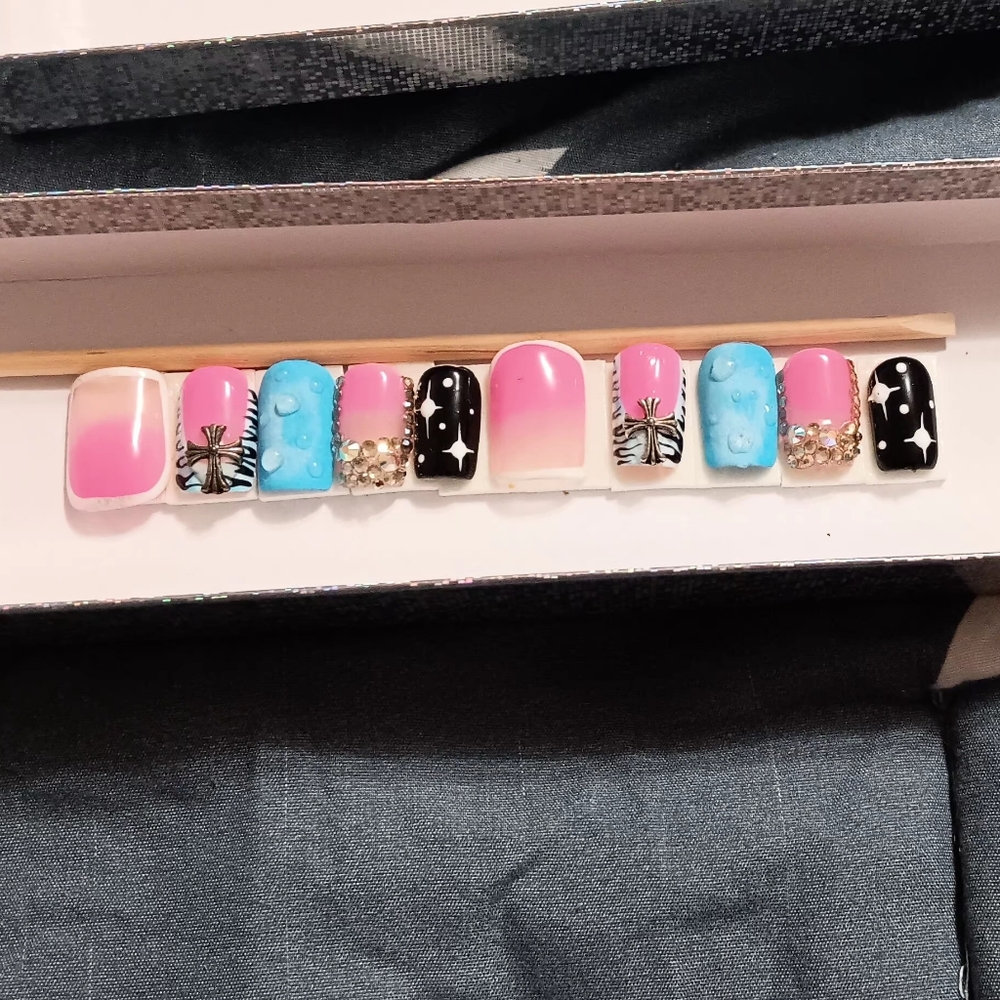 Pink and Blue Nail Art Set